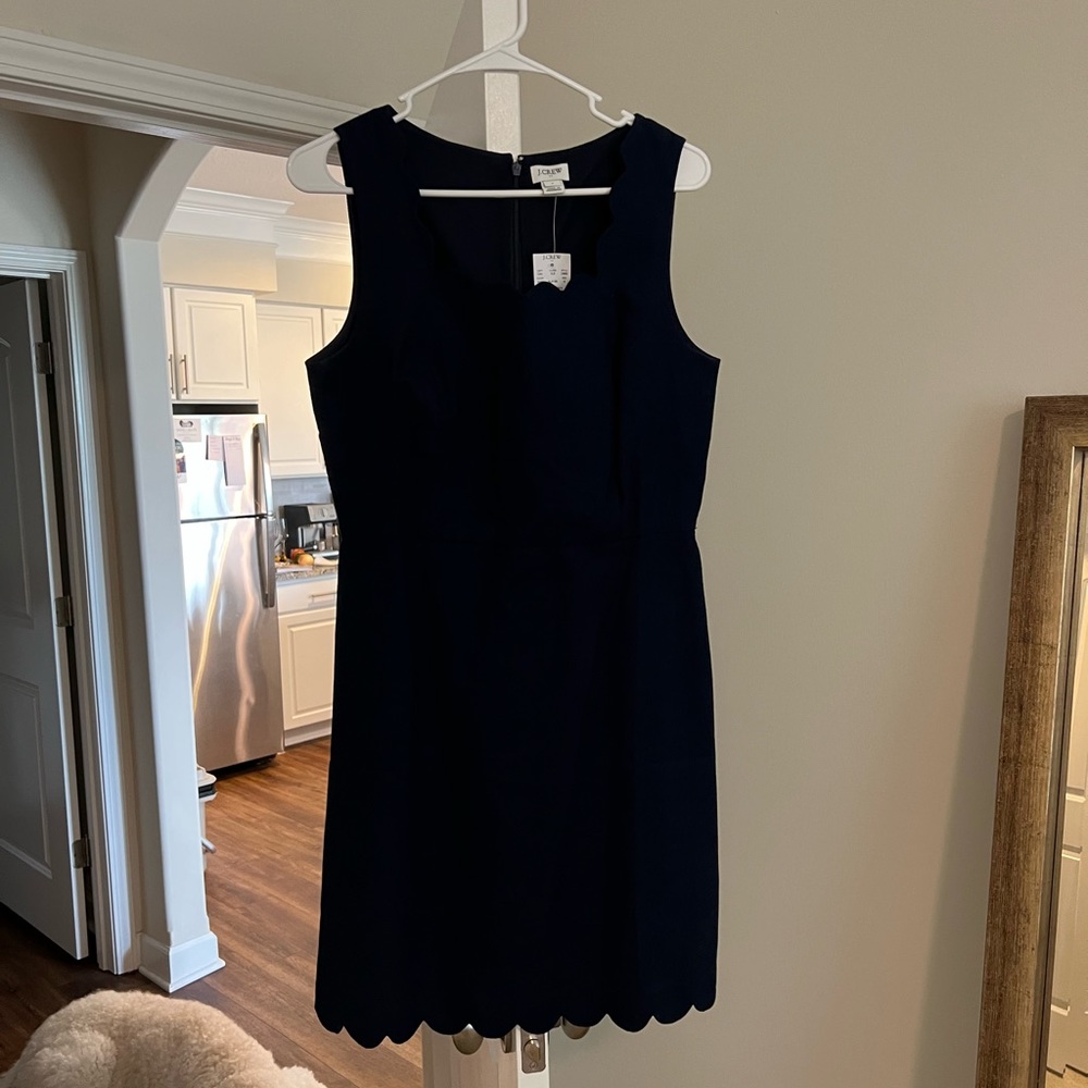 Navy scalloped J Crew dress